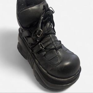 Demonia Black Platform Lace-Up Men's Boot
